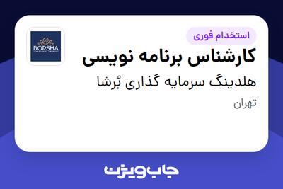 استخدام کارشناس برنامه نویسی در هلدینگ سرمایه گذاری بُرشا