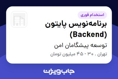 استخدام برنامه‌نویس پایتون (Backend) در توسعه پیشگامان امن