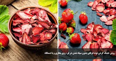 روش خشک کردن توت فرنگی بدون سیاه شدن در فر، روی بخاری و با دستگاه