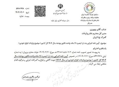 ابلاغ آیین نامه اجرایی واردات خودروها برای سال ۱۴۰۴ به گمرکات