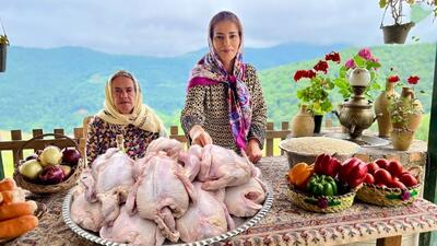 طرز پخت یک غذای متفاوت با مرغ و برنج (فیلم)