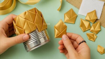 گلدان گل روبان ساتن: ایده DIY ساده و شگفت انگیز