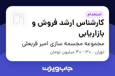 استخدام کارشناس ارشد فروش و بازاریابی در مجموعه مجسمه سازی امیر قربعلی