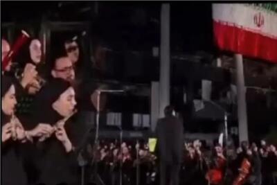 آواز وطنی؛ صدای ایران جلوی ساختمون شیشه ای صداوسیما پیچید، اقتدار ایرانی قطع نمی‌شه