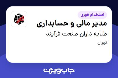 استخدام مدیر مالی و حسابداری در طلایه داران صنعت فرآیند