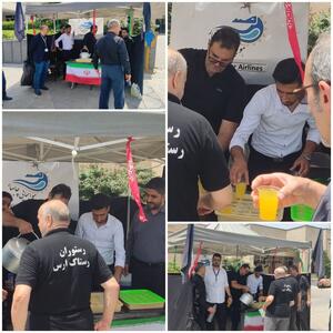 برپایی موکب پذیرایی هواپیمایی چابهار به مناسبت ایام سوگواری اباعبدالله الحسین (ع) در فرودگاه مهرآباد