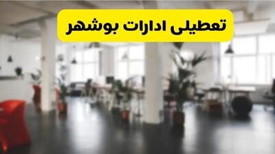 خبر فوری؛ آیا ادارات استان بوشهر دوشنبه ۱۶ تیر ۱۴۰۴ تعطیل شد؟/ جزئیات تعطیلی ادارات بوشهر شانزدهم تیر ۱۴۰۴