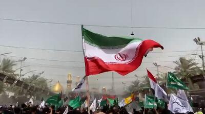 اهتزاز پرچم ایران در عزاداری که صدام حسین ممنوع کرد