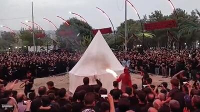 خیمه سوزان شام غریبان در آباده فارس + فیلم
