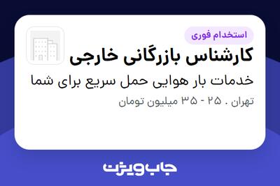 استخدام کارشناس بازرگانی خارجی در خدمات بار هوایی حمل سریع برای شما