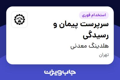 استخدام سرپرست پیمان و رسیدگی در هلدینگ معدنی