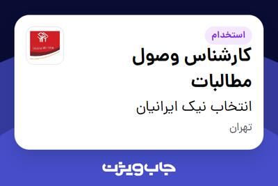 استخدام کارشناس وصول مطالبات - آقا در انتخاب نیک ایرانیان