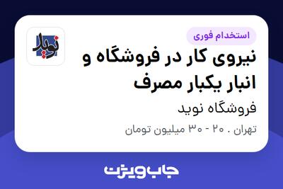 استخدام نیروی کار در فروشگاه و انبار یکبار مصرف - آقا در فروشگاه نوید