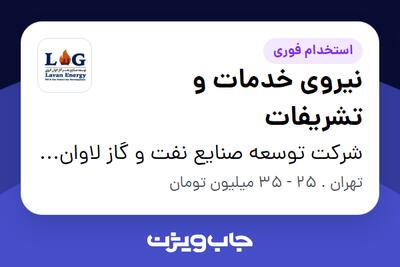 استخدام نیروی خدمات و تشریفات - آقا در شرکت توسعه صنایع نفت و گاز لاوان انرژی