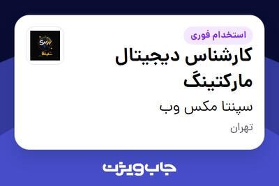 استخدام کارشناس دیجیتال مارکتینگ در سپنتا مکس وب