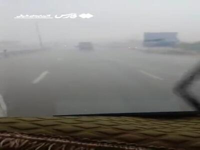 بارش سنگین باران در محور تبریز به بستان‌آباد