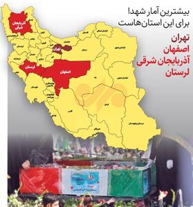 کدام استان‌ها بیشترین شهید را دادند؟
