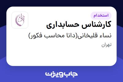 استخدام کارشناس حسابداری در نساء قلیخانی(دانا محاسب فکور)