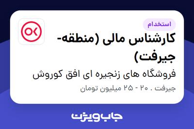 استخدام کارشناس مالی (منطقه- جیرفت) در فروشگاه های زنجیره ای افق کوروش