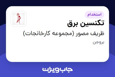 استخدام تکنسین برق - آقا در ظریف مصور (مجموعه کارخانجات)