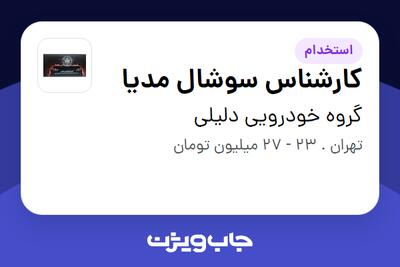 استخدام کارشناس سوشال مدیا در گروه خودرویی دلیلی