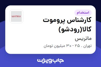 استخدام کارشناس پروموت کالا(رودشو) در ماتریس