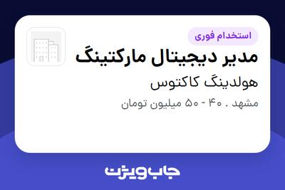 استخدام مدیر دیجیتال مارکتینگ در هولدینگ  کاکتوس