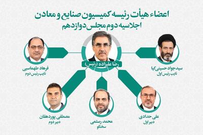 تعیین اعضای هیئت‌رئیسه کمیسیون صنایع و معادن مجلس | علیزاده رئیس ماند