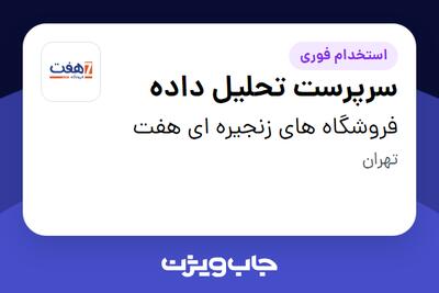 استخدام سرپرست تحلیل داده در فروشگاه های زنجیره ای هفت
