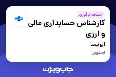 استخدام کارشناس حسابداری مالی و ارزی در ایریسا