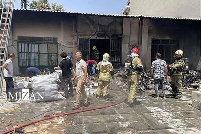 حریق انبار کفش در محدوده پل روشندلان تهران