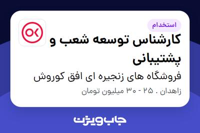 استخدام کارشناس توسعه  شعب و پشتیبانی - آقا در فروشگاه های زنجیره ای افق کوروش