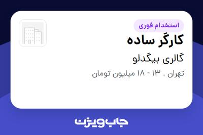 استخدام کارگر ساده - آقا در گالری بیگدلو