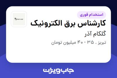 استخدام کارشناس برق الکترونیک - آقا در گلکام آذر