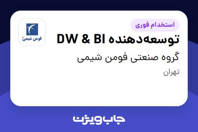 استخدام توسعه‌دهنده DW   BI در گروه صنعتی فومن شیمی