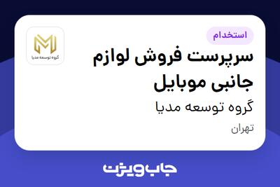 استخدام سرپرست فروش لوازم جانبی موبایل در گروه توسعه مدیا