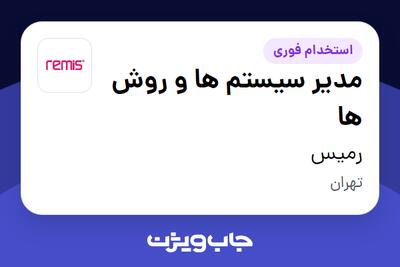 استخدام مدیر سیستم ها و روش ها در رمیس