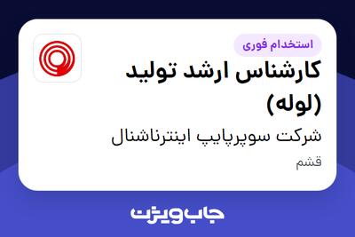 استخدام کارشناس ارشد تولید (لوله) - آقا در شرکت سوپرپایپ اینترناشنال