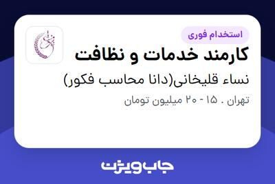 استخدام کارمند خدمات و نظافت - آقا در نساء قلیخانی(دانا محاسب فکور)