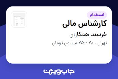 استخدام کارشناس مالی در خرسند همکاران