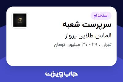 استخدام سرپرست شعبه - آقا در الماس طلایی پرواز