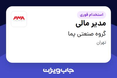 استخدام مدیر مالی در گروه صنعتی پما