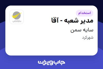 استخدام مدیر شعبه - آقا در سایه سمن