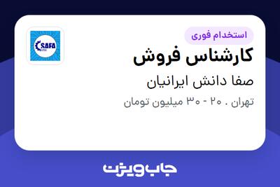 استخدام کارشناس فروش - خانم در صفا دانش ایرانیان