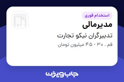 استخدام مدیرمالی در تدبیرگران نیکو تجارت