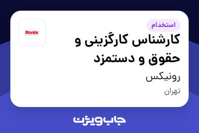 استخدام کارشناس کارگزینی و حقوق و دستمزد - خانم در رونیکس