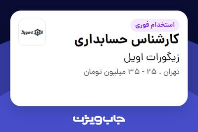 استخدام کارشناس حسابداری در زیگورات اویل
