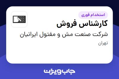 استخدام کارشناس فروش در شرکت صنعت مش و مفتول ایرانیان