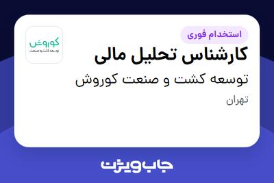 استخدام کارشناس تحلیل مالی در توسعه کشت و صنعت کوروش