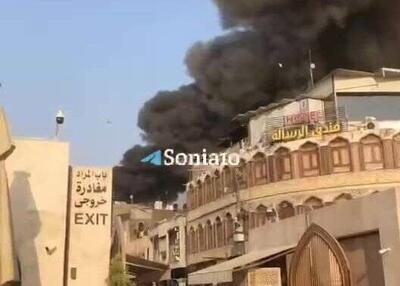 فیلم/ آتش‌سوزی در نزدیکی حرم کاظمین (ع)
